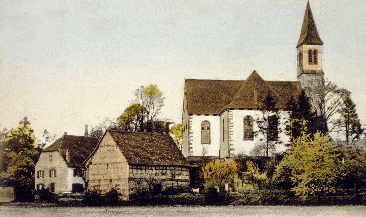 Kilátás a Bischwiller-templomra, Németország alkotó: German School
