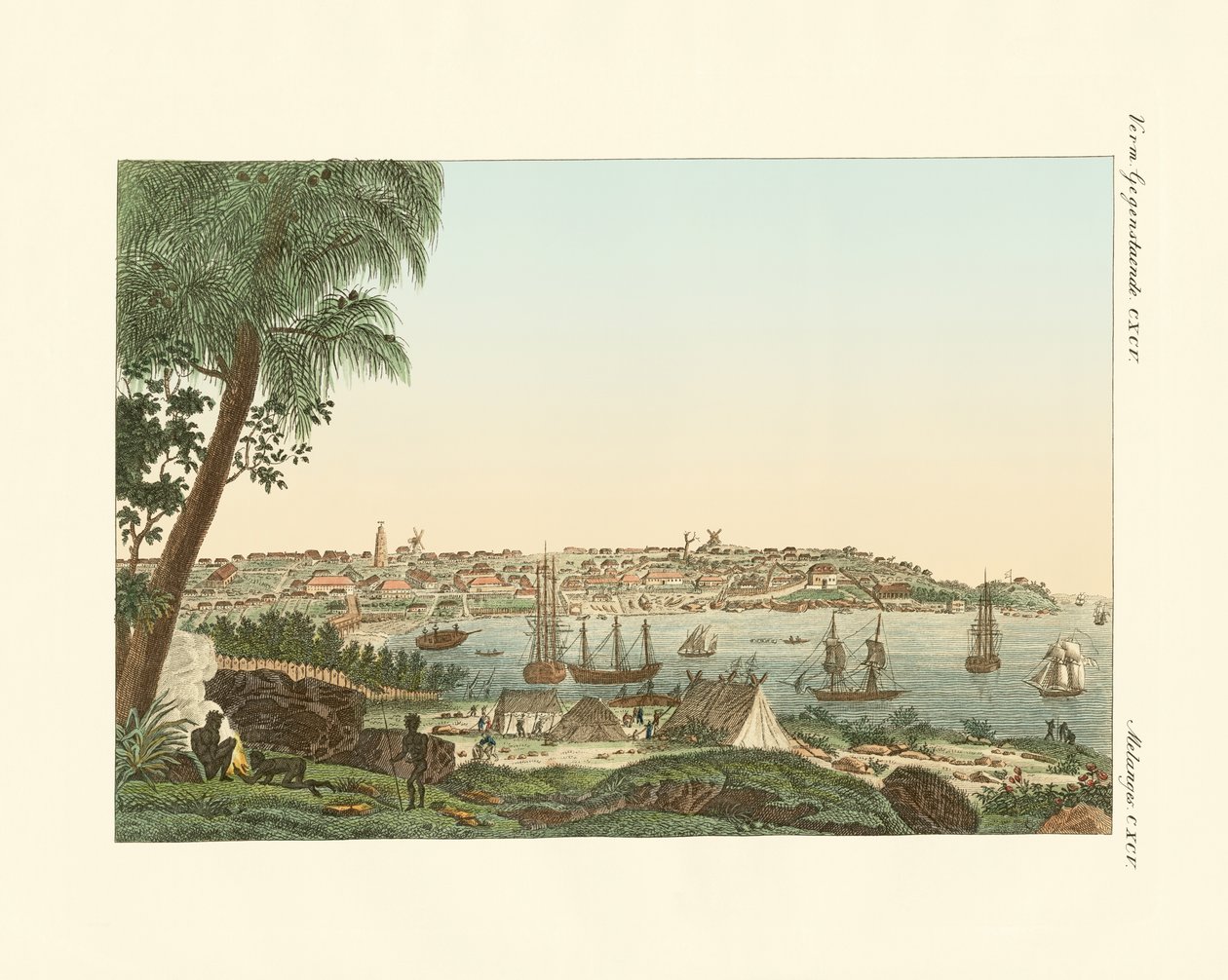 Kilátás Sydney városára (színes metszet) alkotó: German School