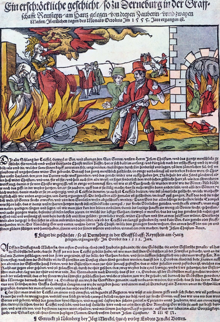 Derneburgban 1555-ben elégették a boszorkányokat alkotó: German School
