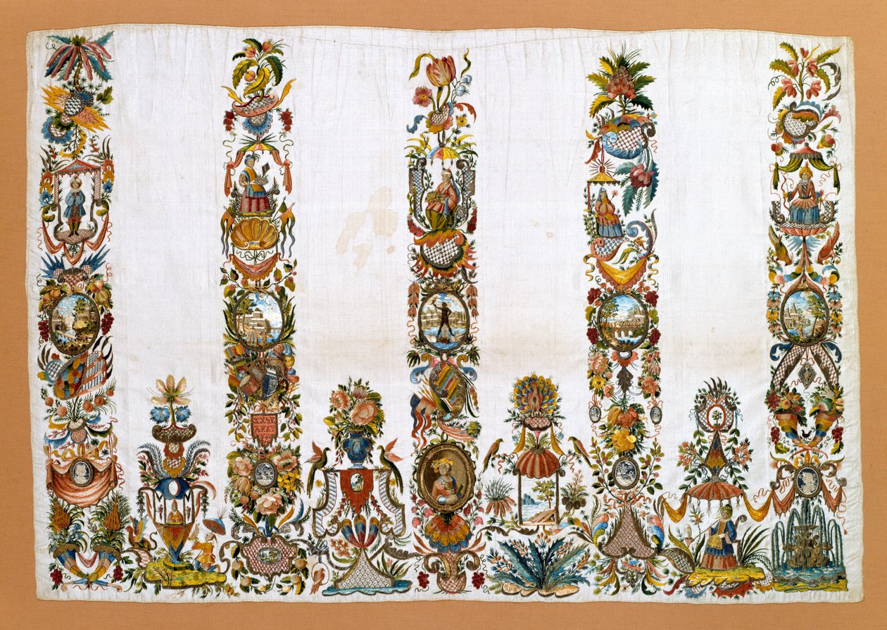 Női kötény, 1760 körül (selyem fémszálakkal) alkotó: German School