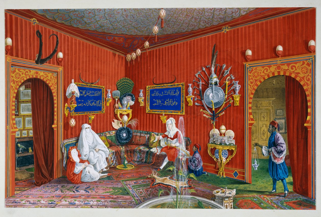 Keleti szoba a Villa Lazarovichban, Habsburg Maximilianus (1832-1867) trieszti rezidenciájában, Germano Prosdocimi tempera alkotó: Germano Prosdocimi