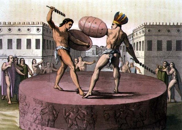 A gladiátorok feláldozása (színes litó) alkotó: Gerolamo Fumagalli