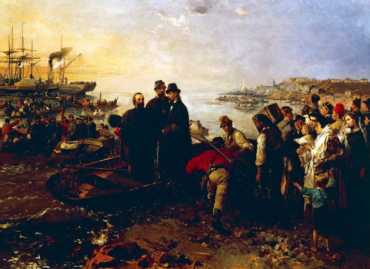 Az ezrek beszállása Quartoban, 1860 körül, Gerolamo Induno (1825-1890), olaj, vászon alkotó: Gerolamo Induno