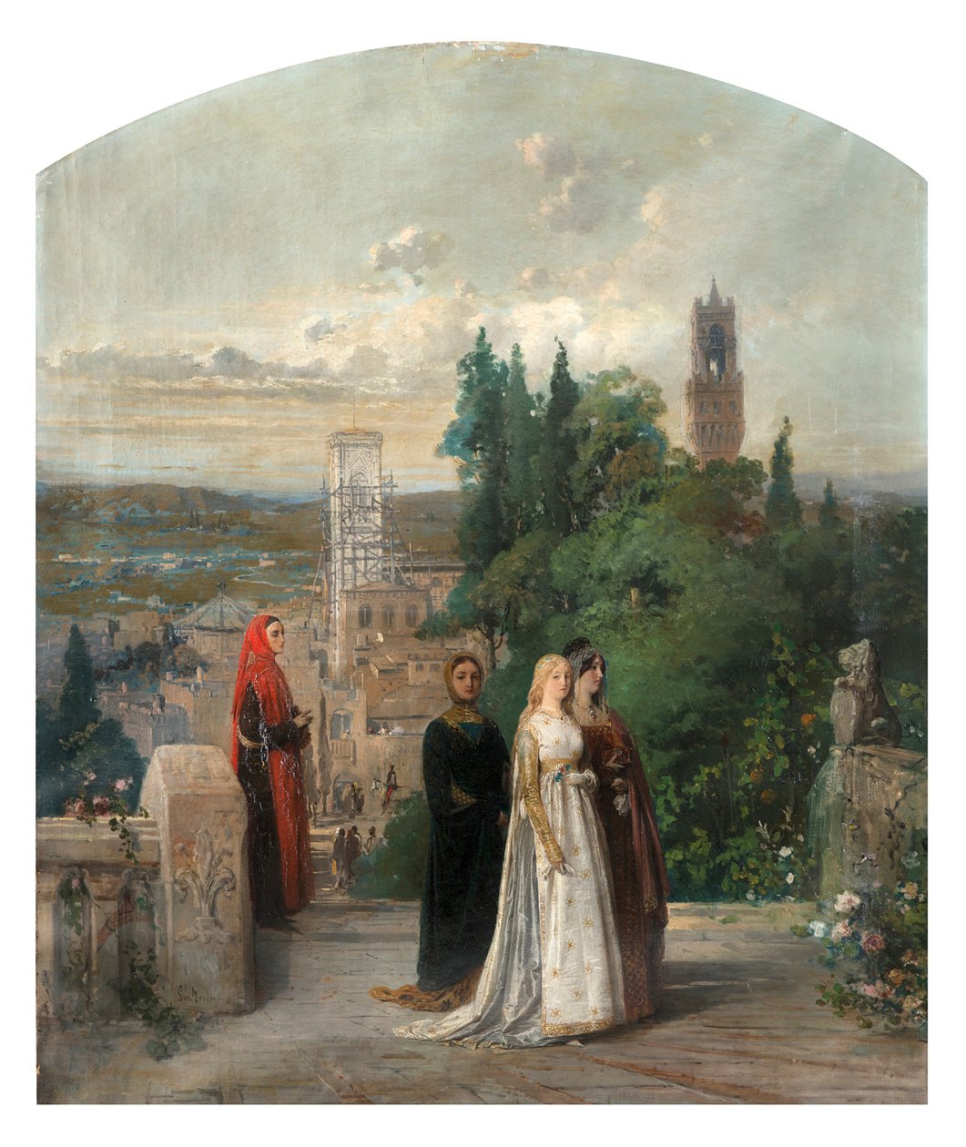 Dante és Beatrice. alkotó: Gerolamo Induno