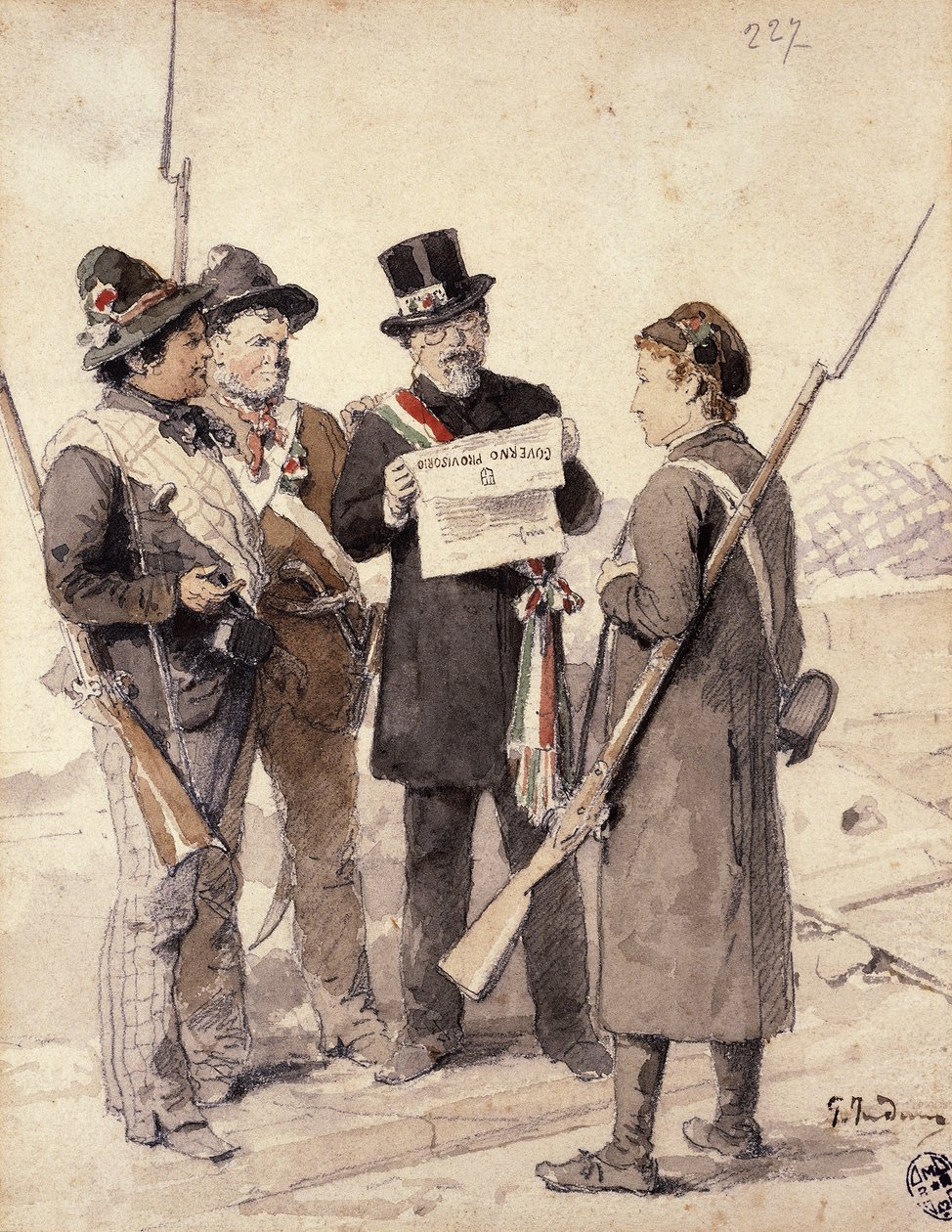 Milánó öt napja, Gerolamo Induno (1827-1890), akvarell alkotó: Gerolamo Induno