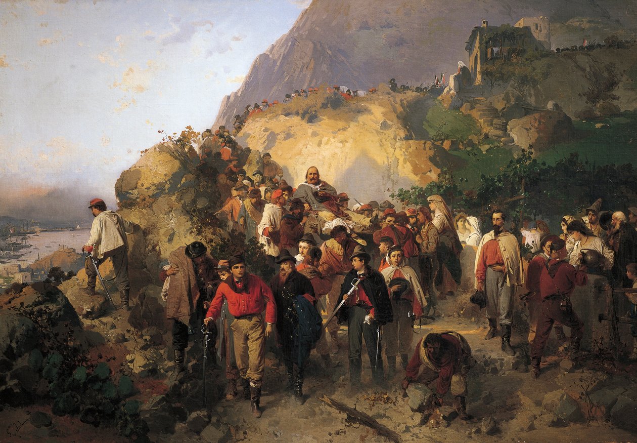 Garibaldi megsebesült Aspromonte-ban, Gerolamo Induno alkotó: Gerolamo Induno