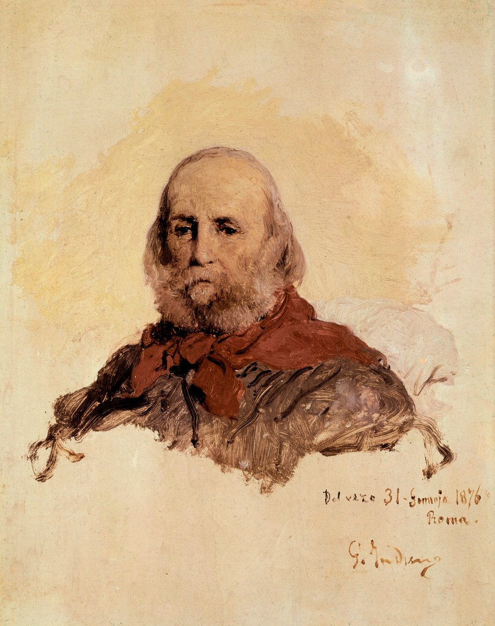 Italian Unite: Giuseppe Garibaldi (1807-1882) olasz hazafi portréja. Gerolamo (Girolamo) Induno (1825-1890) munkája alkotó: Gerolamo Induno