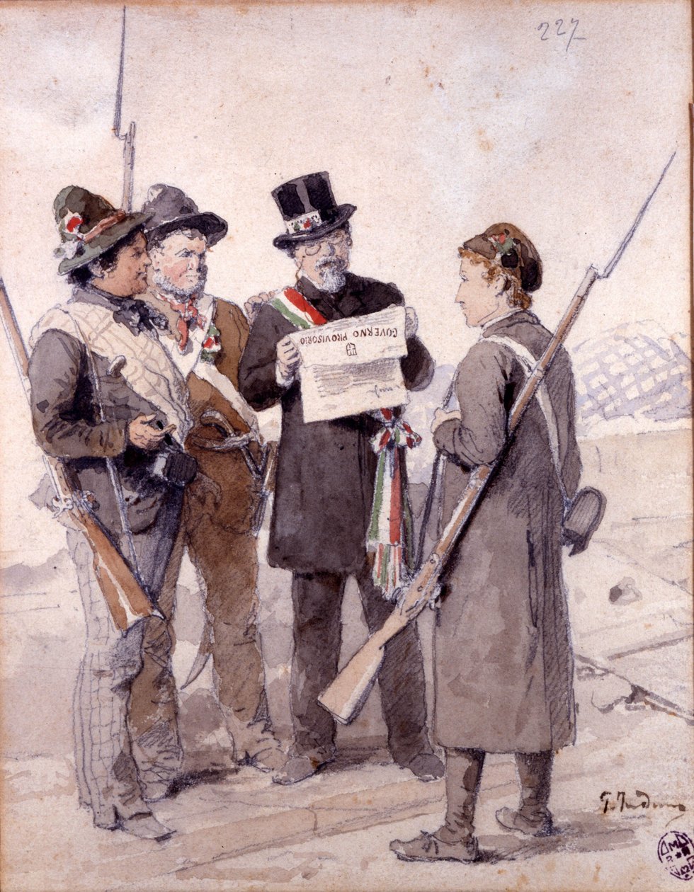 Risorgimento: Milánó öt napja (Cinque giornate di Milano) (1848. március 18-22.): ez az 1848-as forradalmak (az első olasz függetlenségi háború része) egyik első epizódja, amely a milánóiak felemelkedését jelentette. ellen felkelő lakosság alkotó: Gerolamo Induno