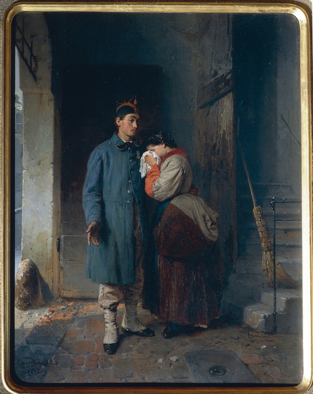 Az 1866-os hadkötelesek távozása, Gerolamo Induno alkotó: Gerolamo Induno