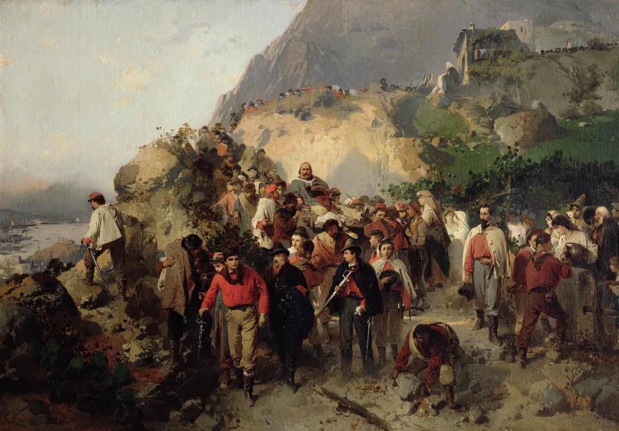 A sérült Garibaldi (1807-82) az Aspromonte-hegységben (olaj, vászon) alkotó: Gerolamo Induno