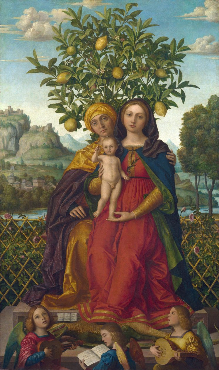 Girolamo dai Libri (1474-1555) Szűz és gyermek Szent Anna olajjal, vásznon kb 1510-1520 National Gallery, London 158,1x94 alkotó: Gerolamo dai Libri