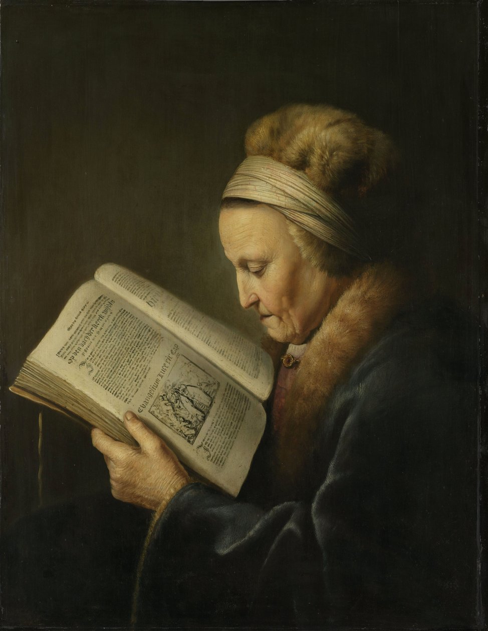 Egy idős nő portréja olvas alkotó: Gerrit Dou