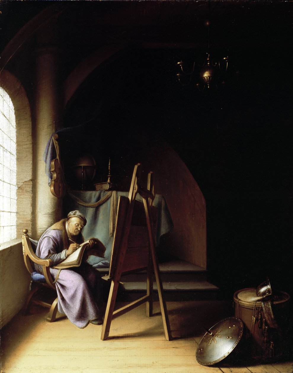Férfi a festőállvánnyal alkotó: Gerrit Dou