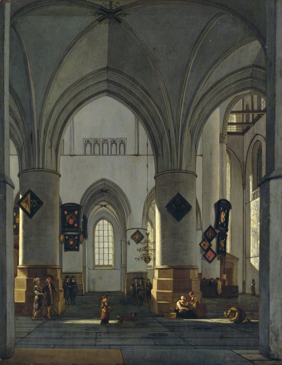 Belső kilátás a Szent Bavo-templomra, Harlem alkotó: Gerrit Adriaensz Berckheyde
