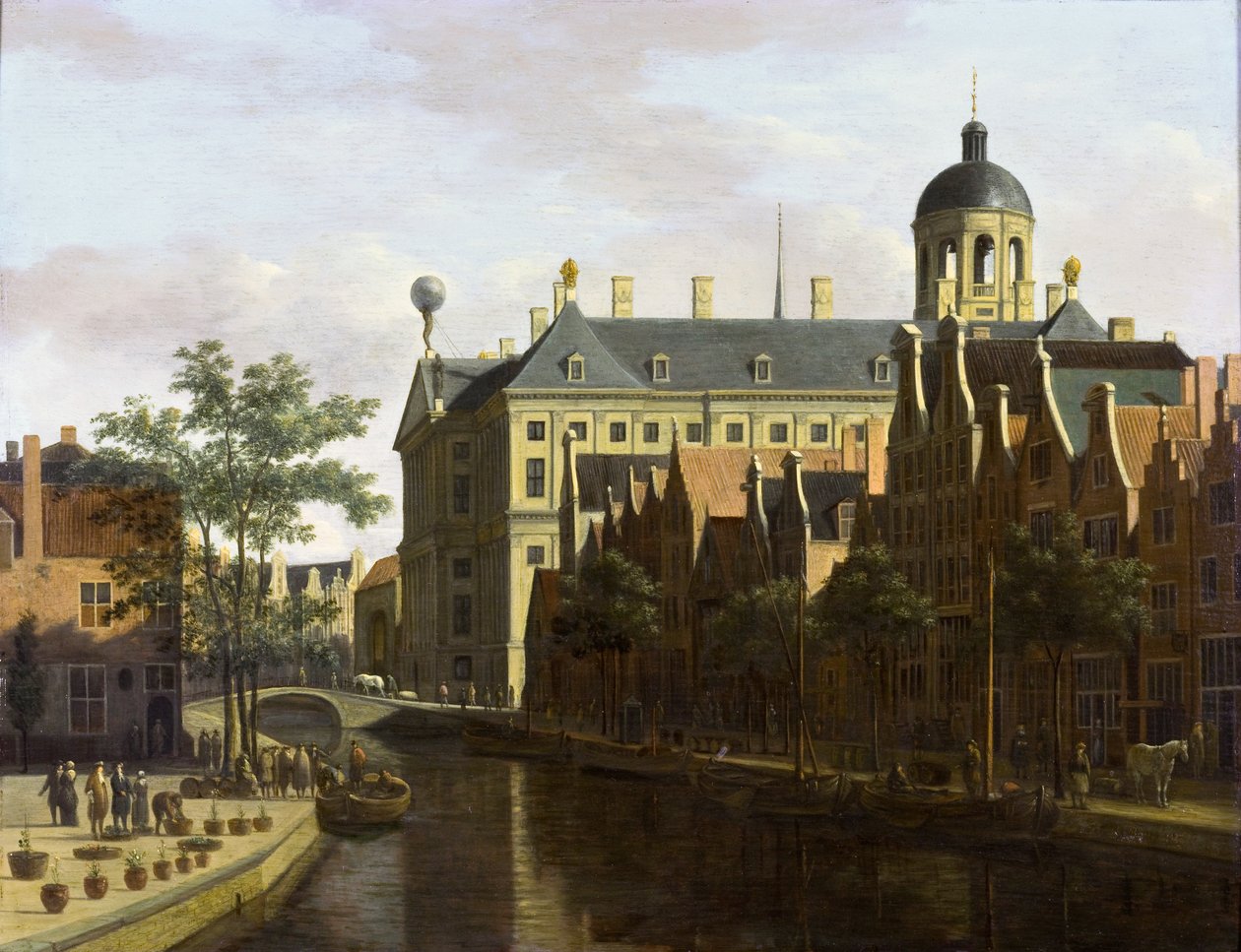 Amszterdam, a Nieuwezijds Voorburgwal a Bloemmarkt mellett alkotó: Gerrit Adriaenszoon Berckheyde