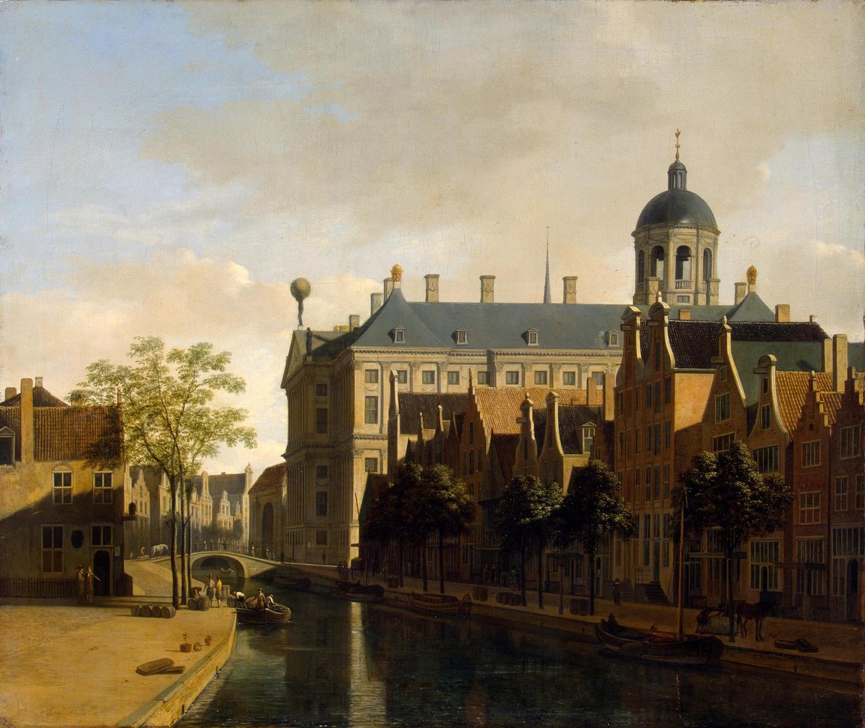 Nieuwezijds Voorburgwal és az amszterdami városháza alkotó: Gerrit Adriaenszoon Berckheyde
