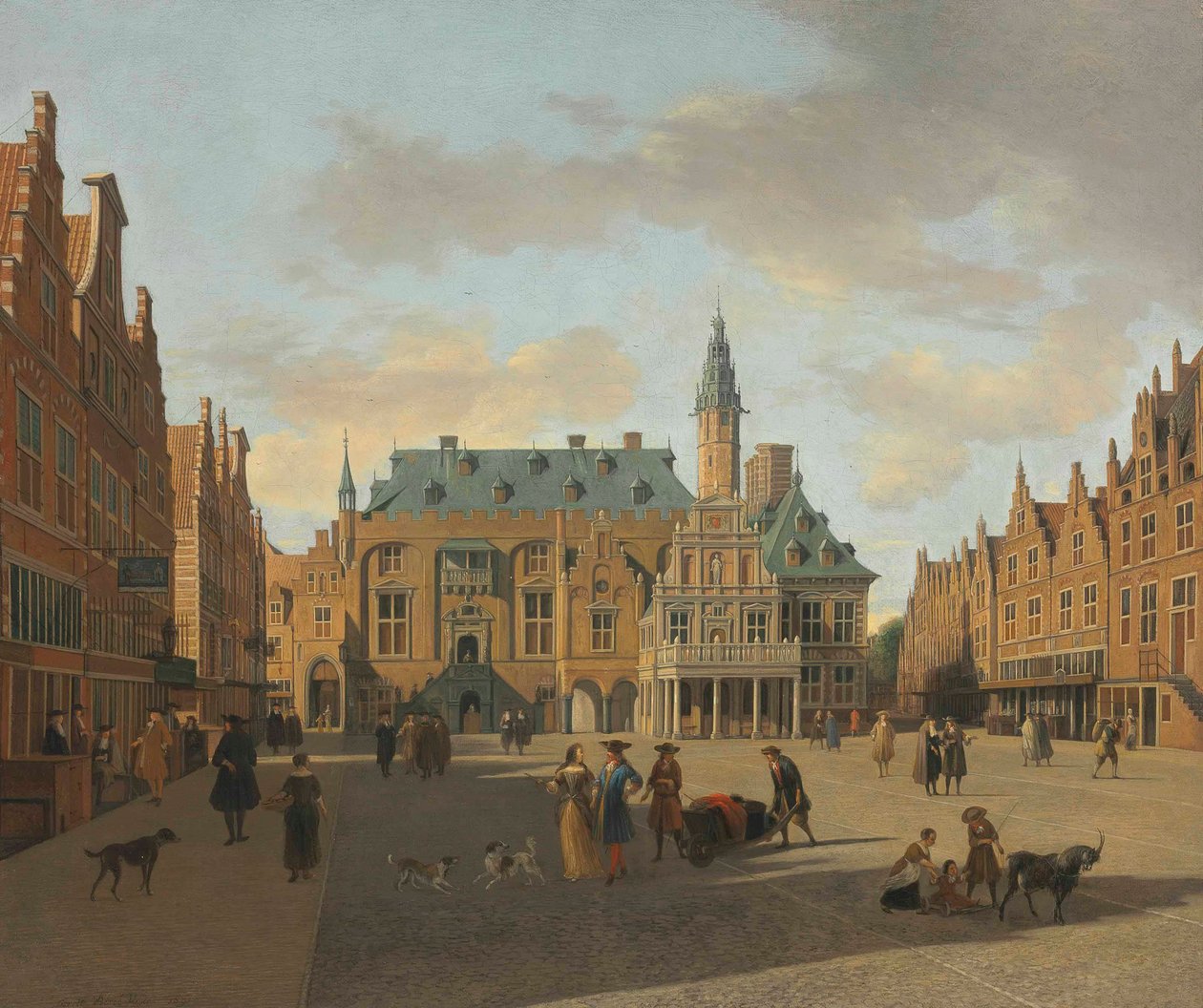 A Grote Markt és a városháza, Haarlem, keletről nézve alkotó: Gerrit Adriaenszoon Berckheyde