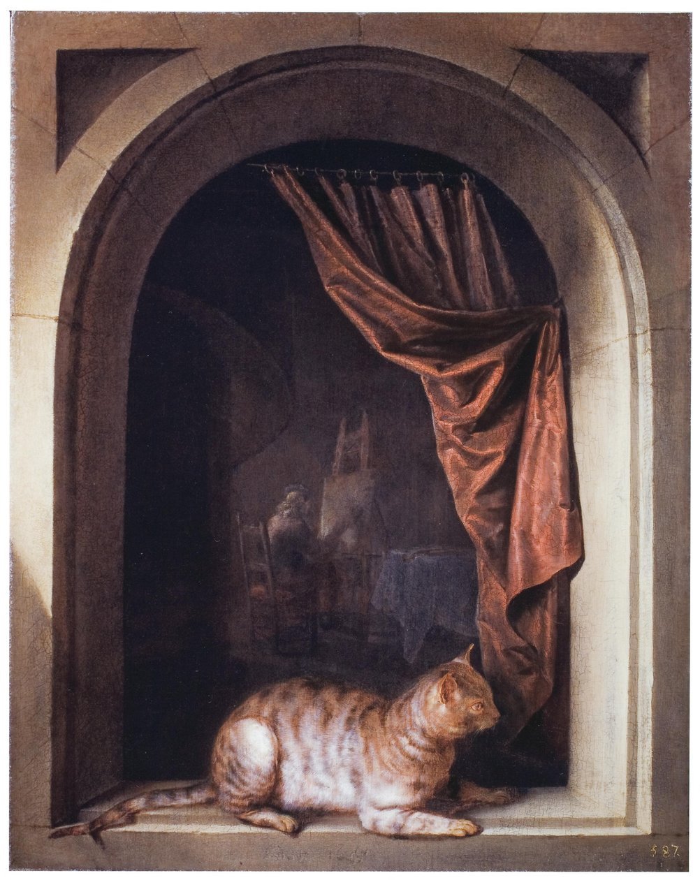 Cat on a Ledge alkotó: Gerrit Dou