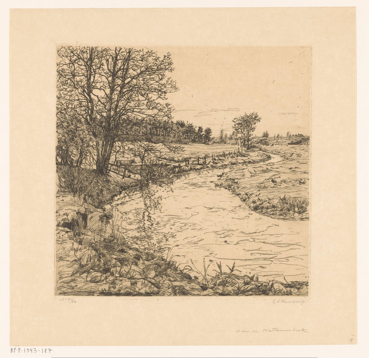 A Hattemerbeekben (eredeti cím a tárgyon) alkotó: Gerrit Haverkamp (signed by artist)