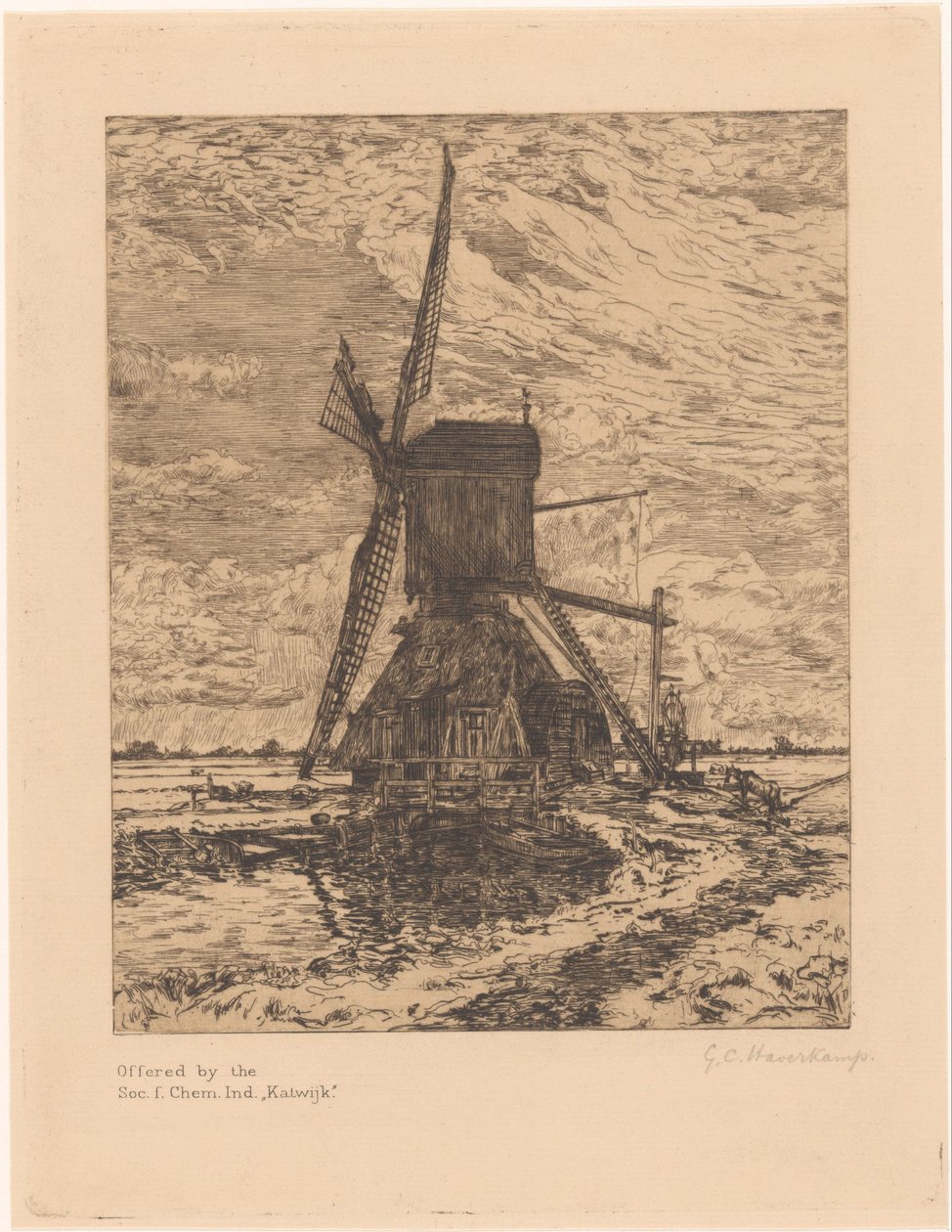 Malom lapos tájon alkotó: Gerrit Haverkamp (signed by artist)