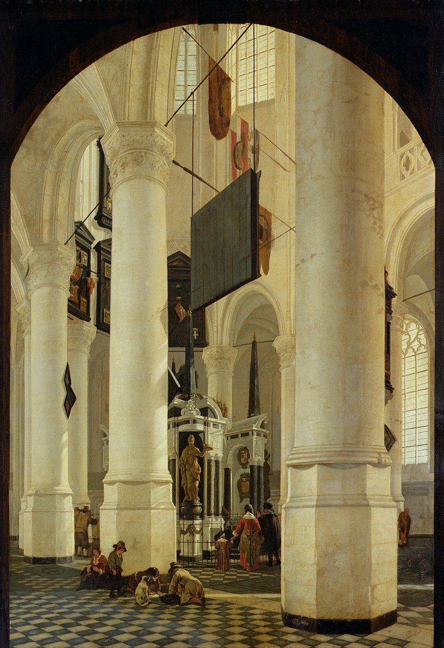 A delfti Nieuwe Kerk belseje Csendes Vilmos sírjával, 1650 alkotó: Gerrit Houckgeest
