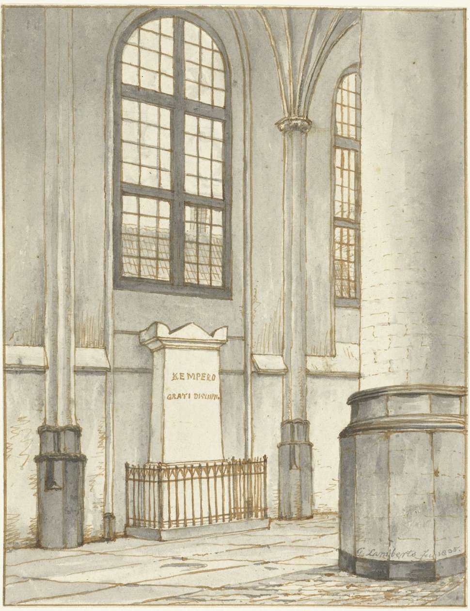 J.M. síremléke Kemperben, a leideni Pieterskerkben alkotó: Gerrit Lamberts