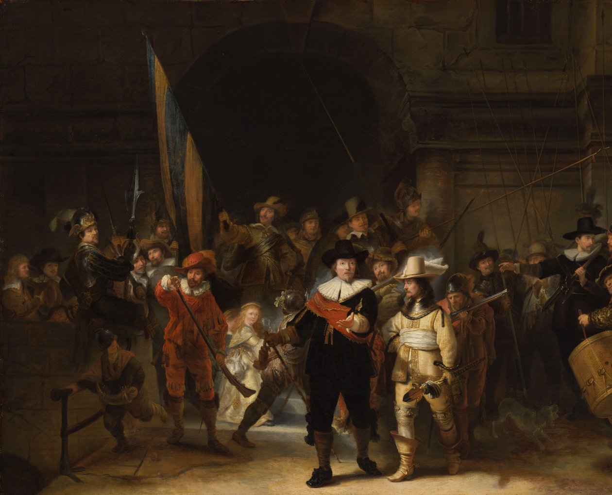 Az éjszakai őrség másolata Frans Banning Cocq kapitány és Willem van Ruytenburch hadnagy társasága, az „éjjeli óra” alkotó: Gerrit Lundens (attributed to)