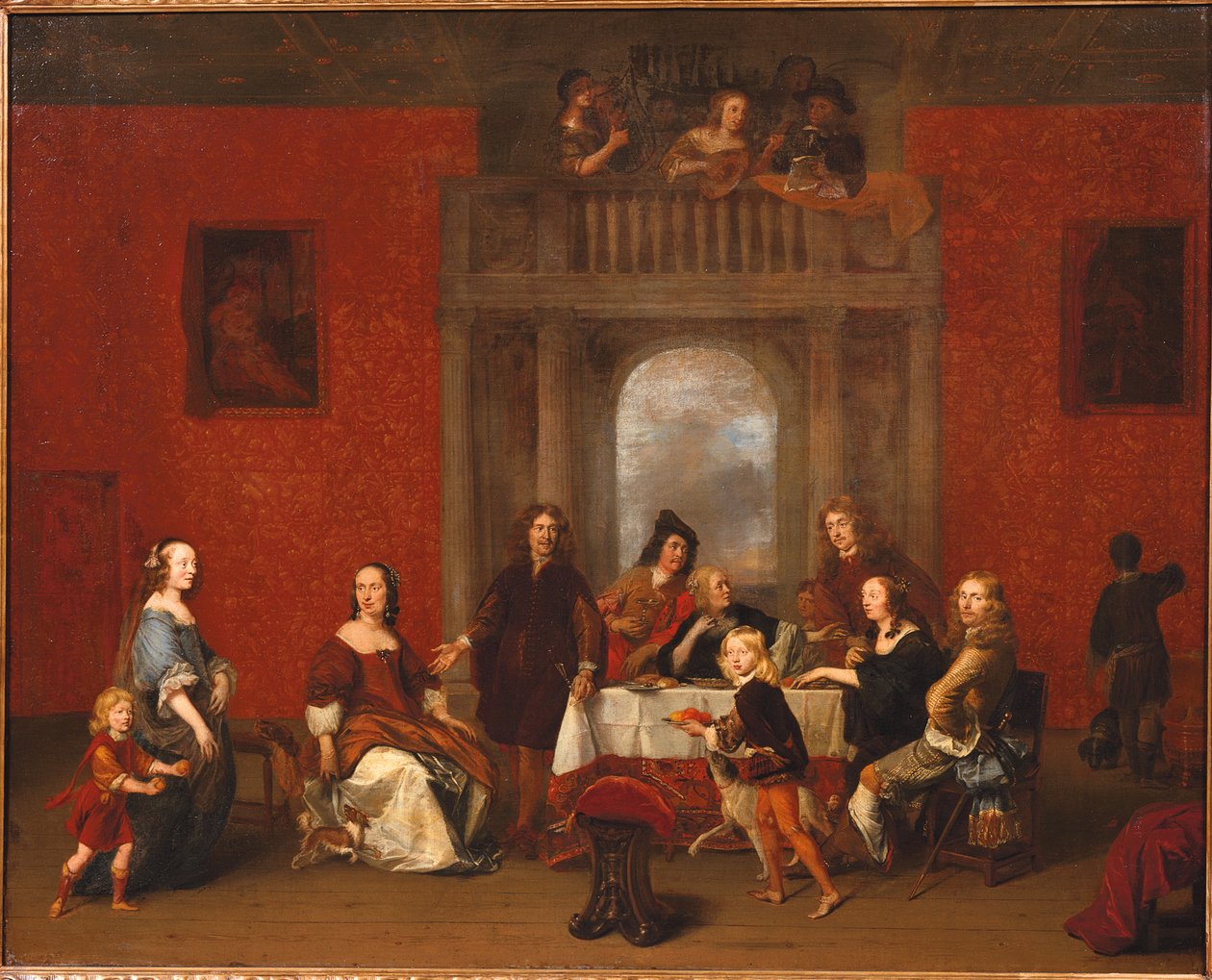 Csoportportré egy családról egy elegáns belső térben alkotó: Gerrit Pietersz. van Zijl