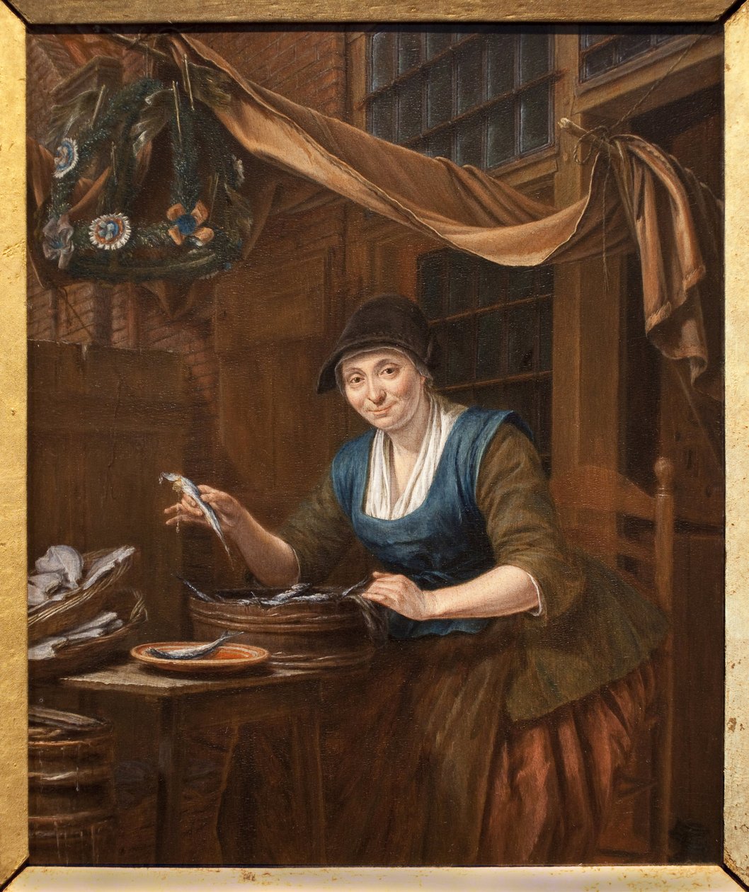 A halkereskedő. Gerrit Zegelaar (1719-1794) festménye, olaj, fa, 18. század közepe. Szépművészeti Múzeum Angers-ban. alkotó: Gerrit Zegelaar