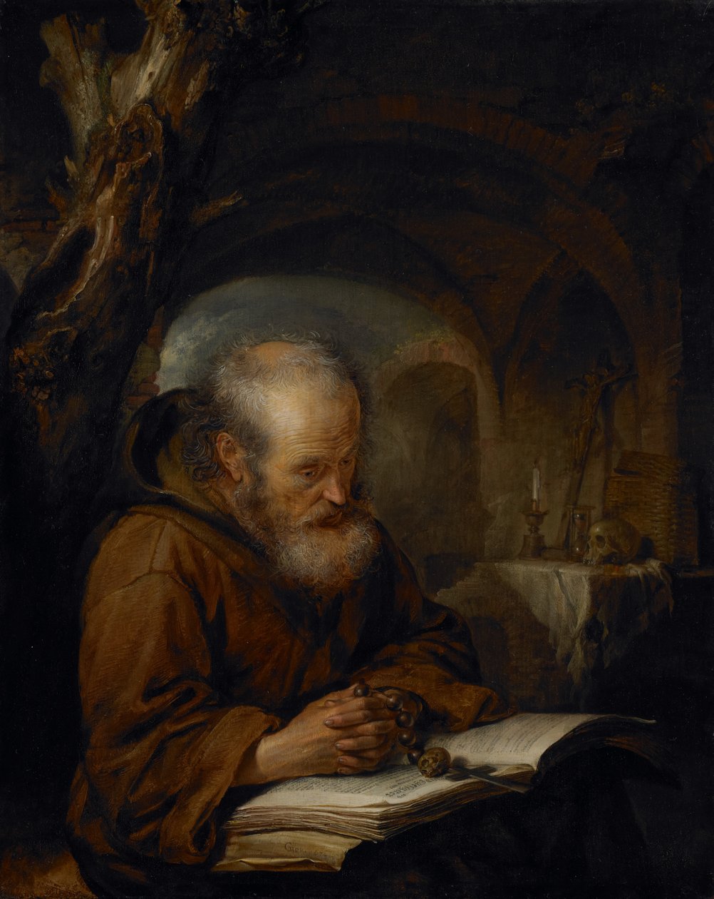 Egy remete imádkozik, 1670 alkotó: Gerrit Dou