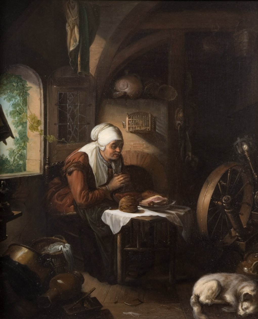 Grace a hús előtt alkotó: Gerrit Dou