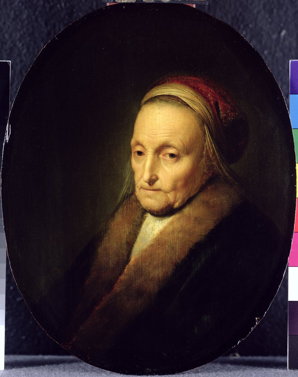 Egy szőrmegalléros öregasszony feje, 1630 után alkotó: Gerrit Dou