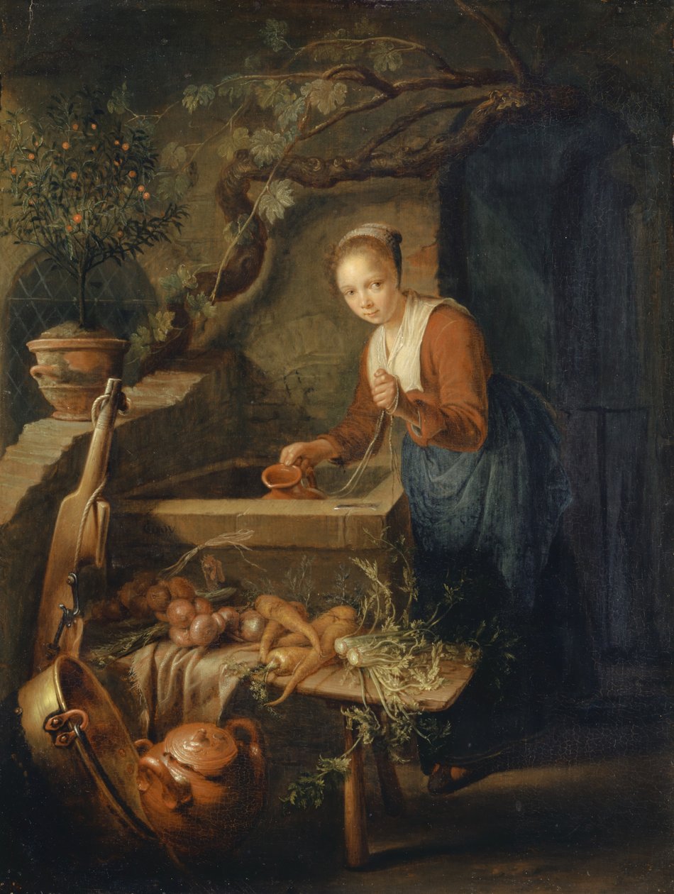 Konyhaslány a kútnál, 1650 körül alkotó: Gerrit Dou