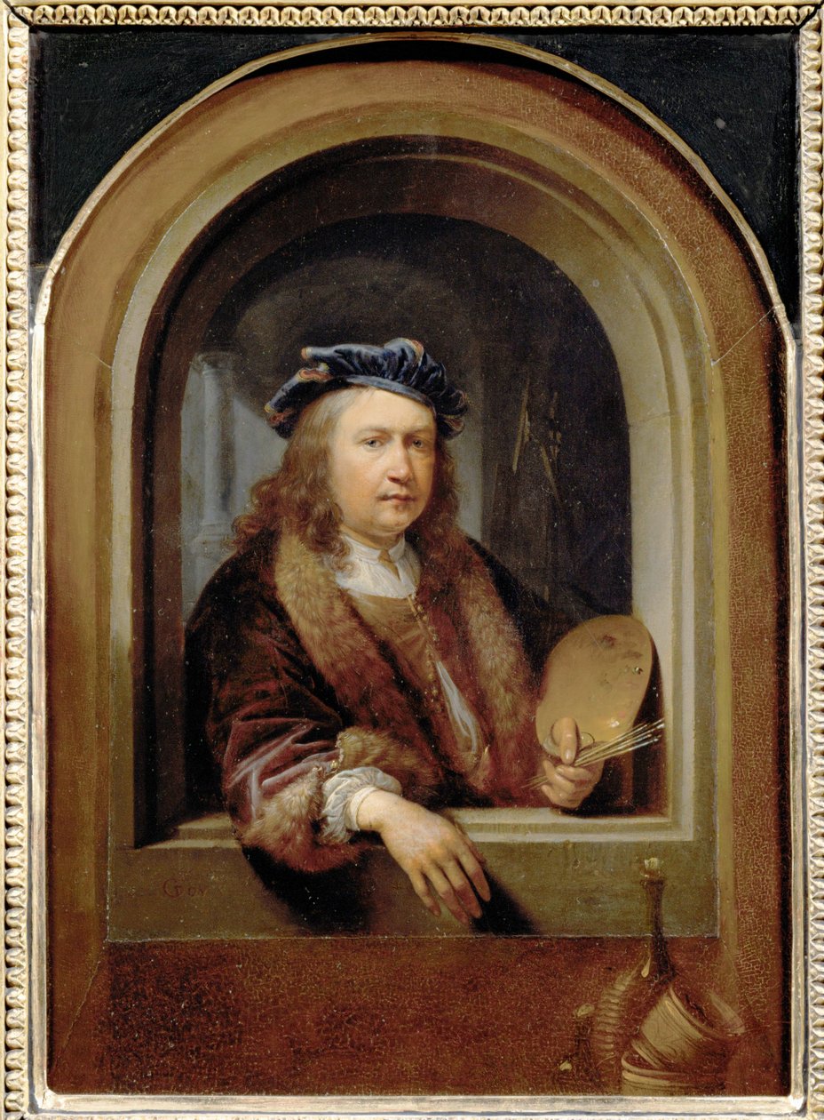A művész portréja festőpalettával ... alkotó: Gerrit or Gerard Dou