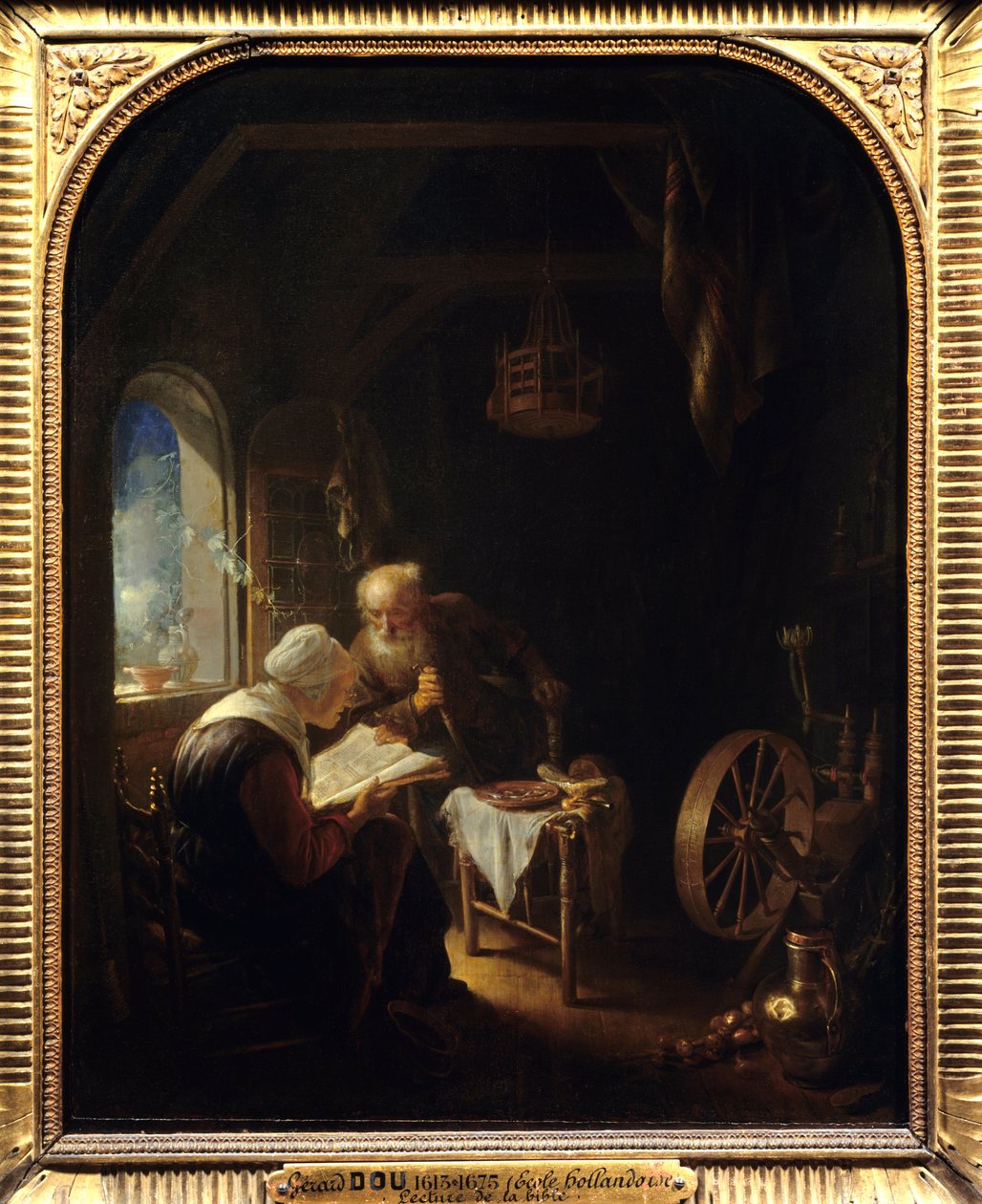 A Biblia olvasása vagy Anne és Tobie – Gerard Dou festménye (1613-1675) Ec Hol alkotó: Gerrit Dou