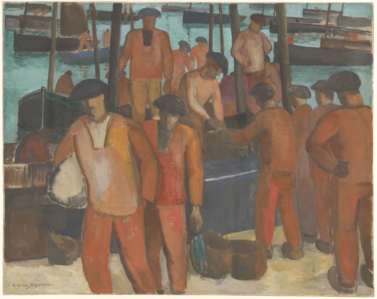 Haven te Douarnenez alkotó: Gerrit van Blaaderen