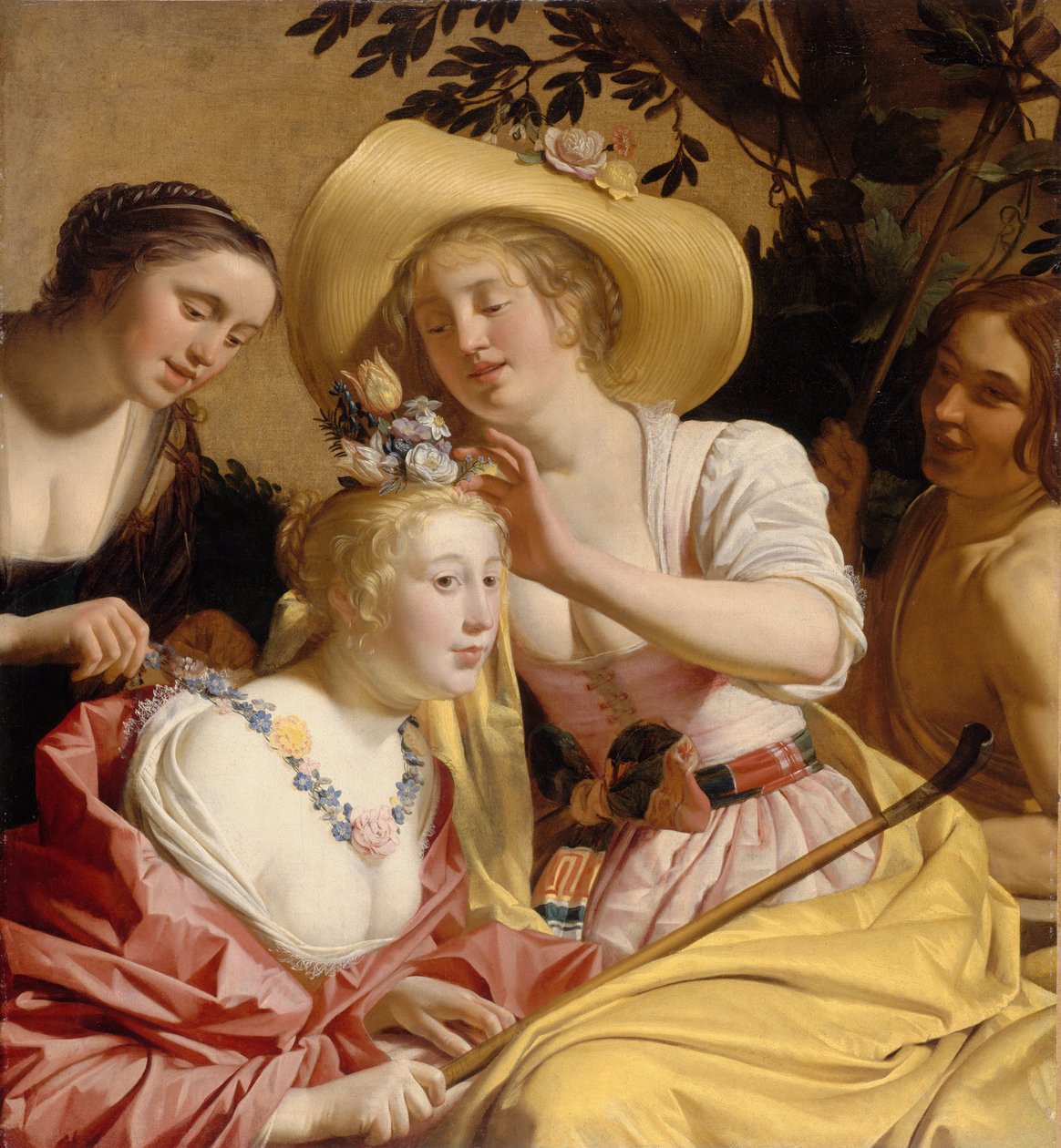 Virágokkal díszített pásztorlány alkotó: Gerrit van Honthorst