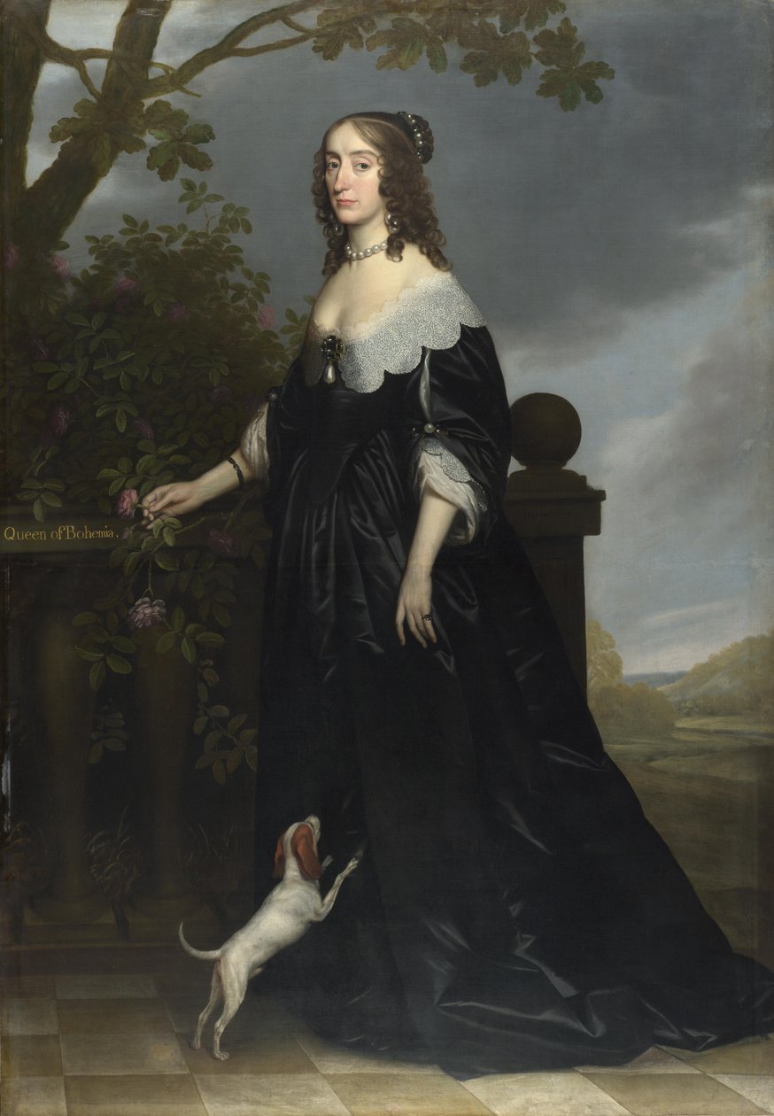 Erzsébet Stuart (1596-1662), cseh királynő, V. Frigyes nádor felesége és I. Jakab lánya portréja, 1642 alkotó: Gerrit van Honthorst
