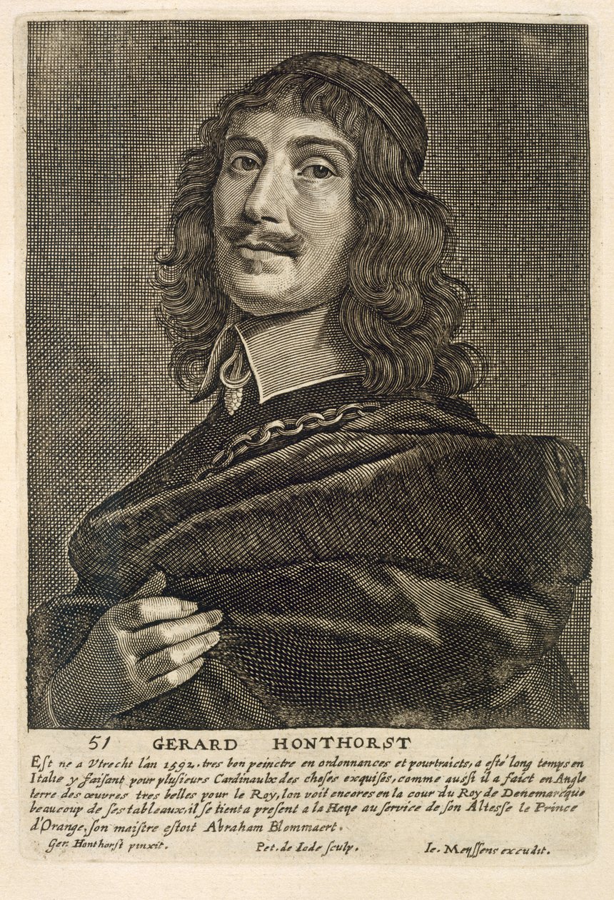 Önarckép, metszett Johannes Meyssens (1612-70) alkotó: Gerrit van Honthorst
