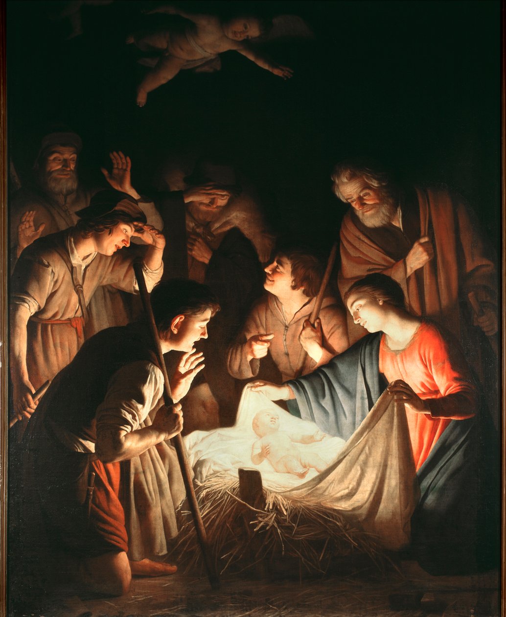 A Pásztorok imádása - olaj, vászon, 1640 körül alkotó: Gerrit van Honthorst