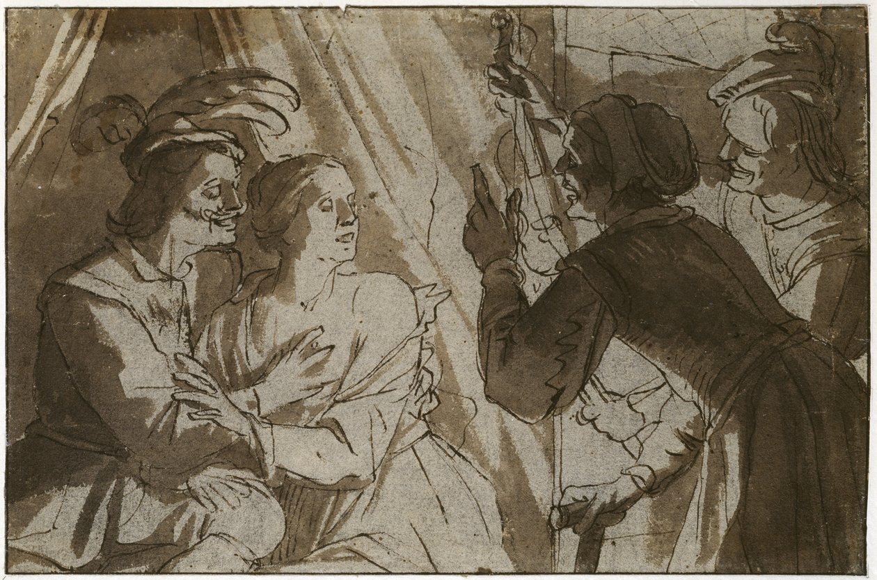 A tékozló fiú (toll és barna tinta, fekete krétával, papíron) alkotó: Gerrit van Honthorst
