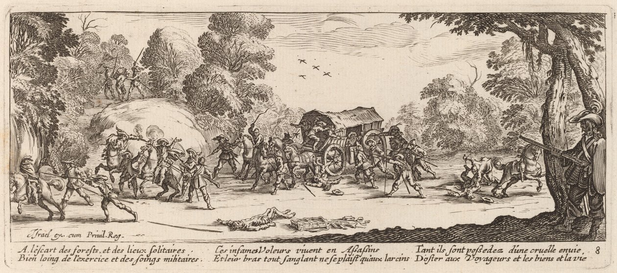 Támadás egy edző ellen alkotó: Gerrit van Schagen after Jacques Callot