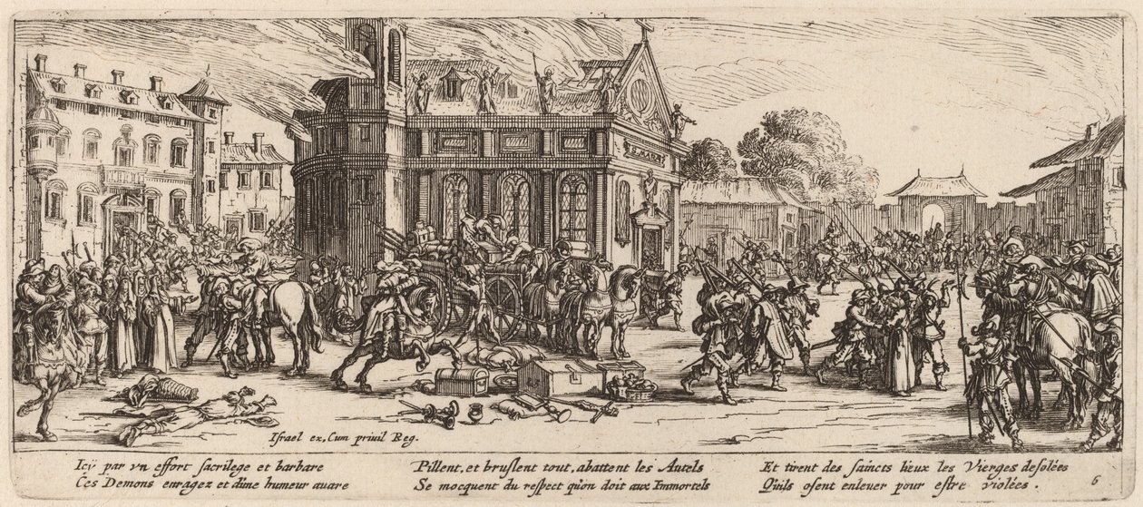 Egy kolostor lerombolása alkotó: Gerrit van Schagen after Jacques Callot