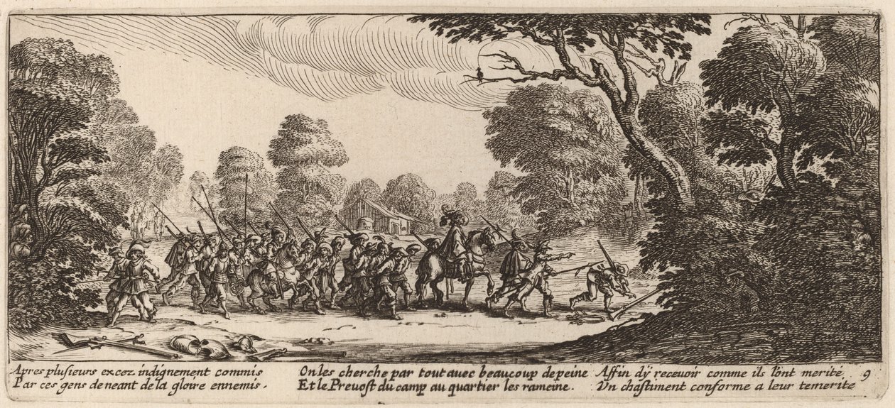 A bűnöző katonák felfedezése alkotó: Gerrit van Schagen after Jacques Callot