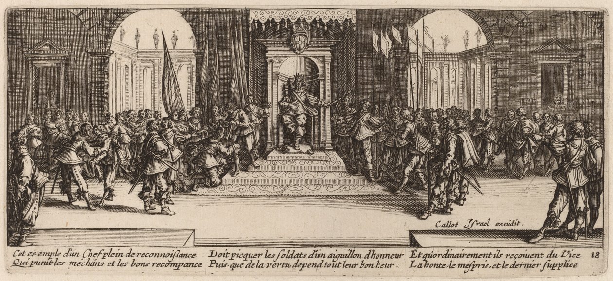 Jutalmak kiosztása alkotó: Gerrit van Schagen after Jacques Callot