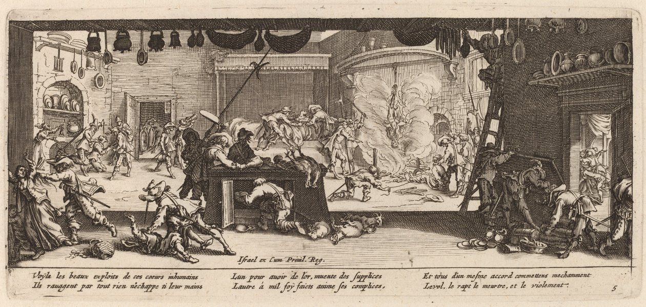 Egy nagy parasztház kifosztása alkotó: Gerrit van Schagen after Jacques Callot