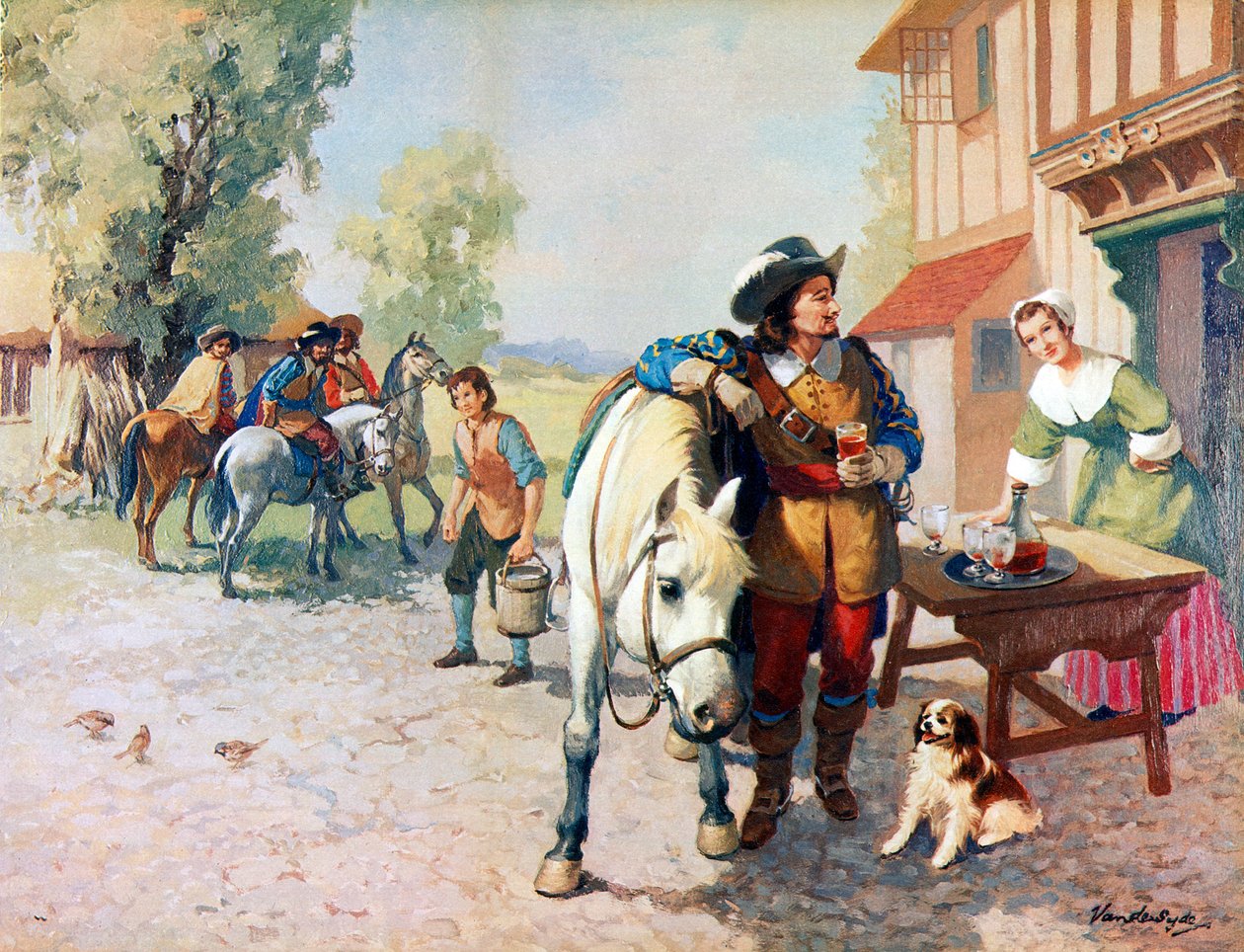 Négy cavalier úton Londonba, hogy megtalálja a kutyát, amely az első King Charles spániel lett alkotó: Gerritt Vandersyde