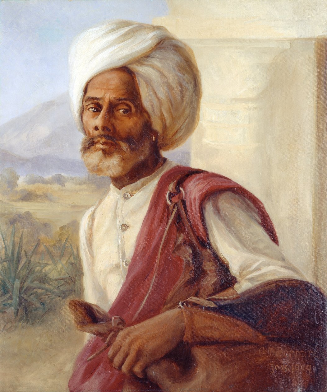 Chedi, a művész és férje vízszállítója Dehrában (Dun) 1909-ben alkotó: Gertrude Ellen Burrard
