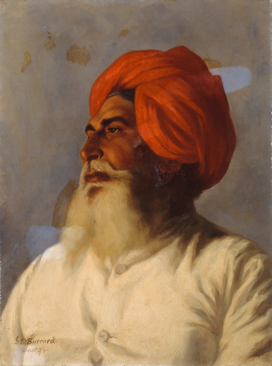 Ganda Singh, Wilmer ezredes topográfiai No. 14 felmérési csoportjának szikh chaprassee, 1894 alkotó: Gertrude Ellen Burrard
