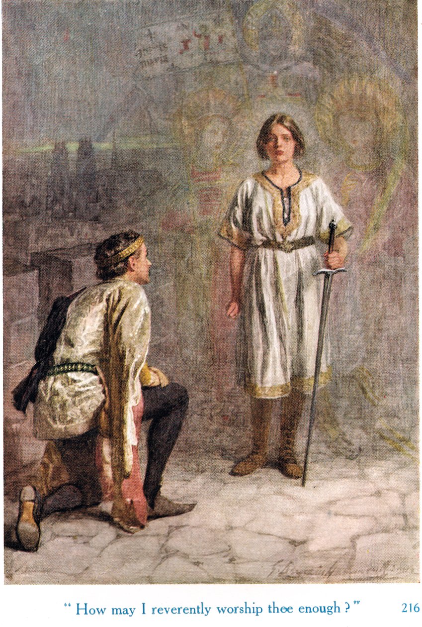„Hogyan imádhatlak áhítattal eléggé?” Illusztráció a „Shakespeare-történetek az angol királyokról” című könyvből, amelyet George Harrap & Son adott ki alkotó: Gertrude E. Demain Hammond